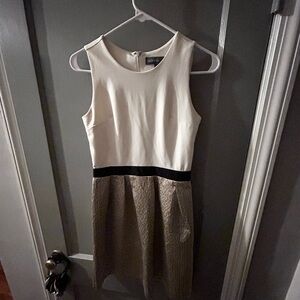 Donna Ricco Ivory, Black & Gold Sleeveless Mini Dress